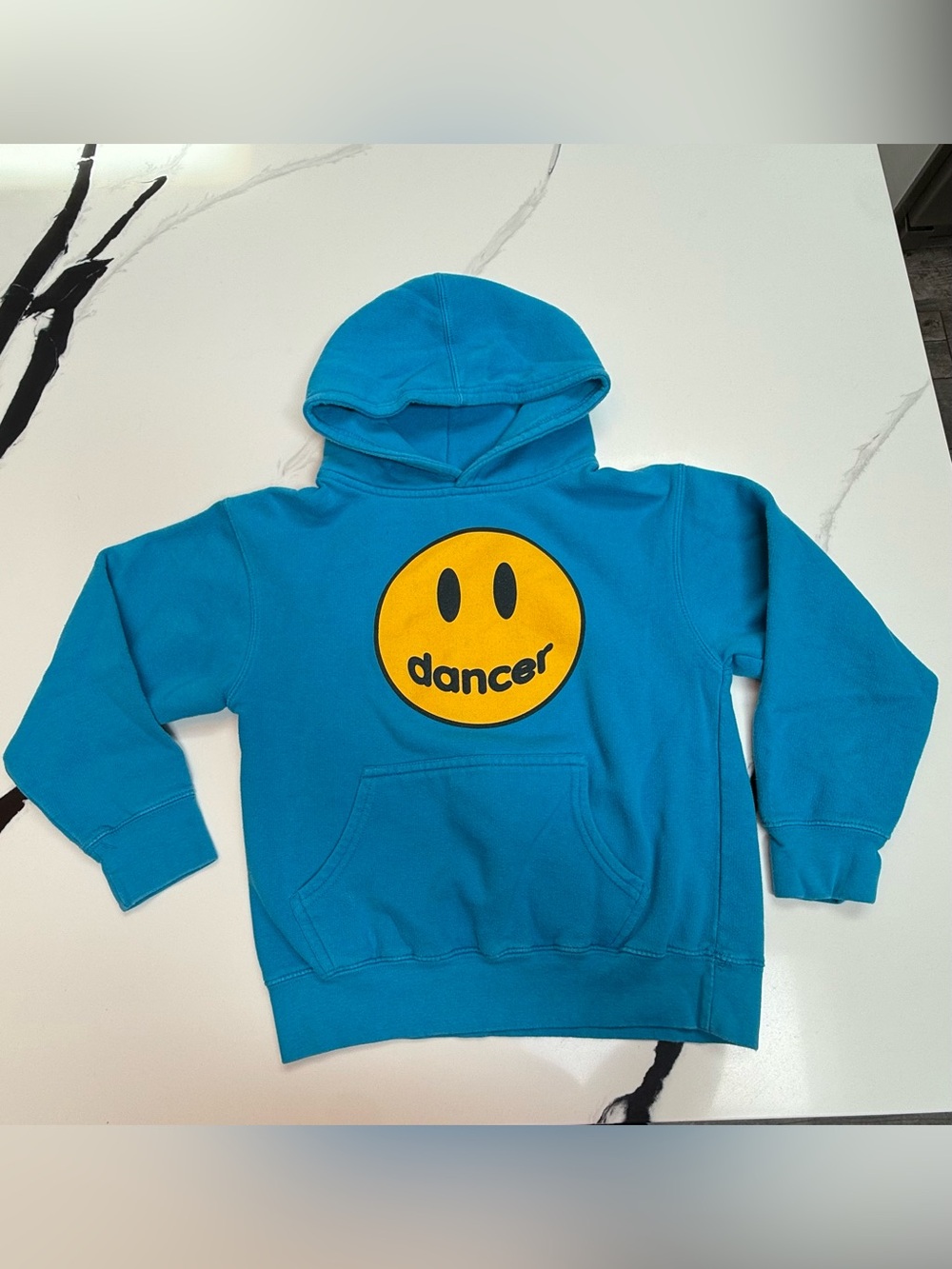 Dancer Smiley Face Blue Hoodie Youth Medium Dance Sweatshirt